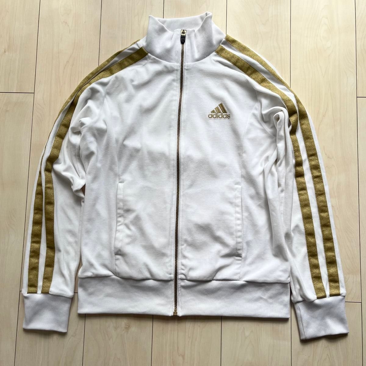 00s adidas アディダス ベロア トラックジャケット 白金 M｜Yahoo