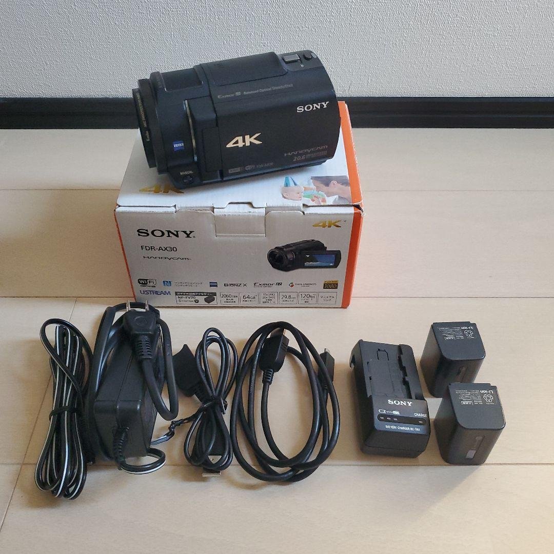 SONY FDR-AX30 4K ビデオカメラ バッテリー2個付き Amazon.co.jp: SONY 4Kビデオカメラ Handycam FDR-AX30 ブラック 光学